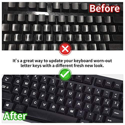 2PCS English Keyboard Letters Replacement Stickers, Large Print Bold White Font on Black Background US Keyboard Letter Stickers for Laptop Desktop Computer Keyboard Alphabet Stickers - color: English Large Print