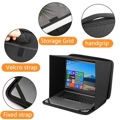 HoYiXi Universal Foldable Laptop Sun Shade & Privacy Shield - Fits 12-14 inch Laptop - Blocks Sunlight, Protects Privacy, Working Outdoor Travel,Anti - Glare,Laptop Sleeve Bag,(Patent Pending)-Black - size: 12-14 Inches