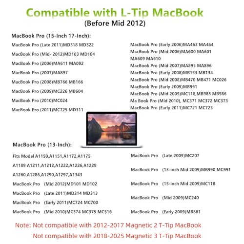 Mac Book Pro Charger 85W L-Tip Power Adapter for 13/15/17" Before Mid 2012 | Mag-netic 1 Charger Laptop Charger Compatible with old Mac Book Pro 6.6FT Cable
