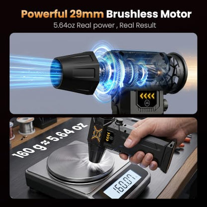 Compressed Air Duster, Electric Air Duster with Upgraded 6 Nozzles, 130000RPM Rechargeable Air Duster, LED Light & Adjustable Speed, Turbo Air Blower for PC, Electronics & Car Cleaning (FE-J35)