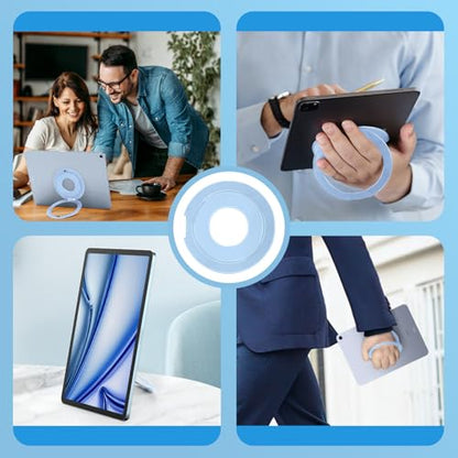 Universal Tablet Mount Ring Holder Stand for iPad | Rotating Desktop Tablet Magnetic Handle Grip Bracket for iPad Pro Air Mini，Galaxy, Fire, Kindle, 6-13" Divice Accessories - color: Blue