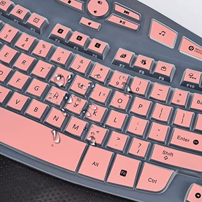 Keyboard Cover for Logitech K350 MK550 MK570 Wireless Wave Keyboard Cover Skin Protector, Logitech K350 MK550 MK570 Accessories, Pink - color: Pink