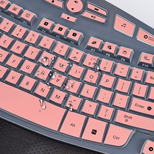 Keyboard Cover for Logitech K350 MK550 MK570 Wireless Wave Keyboard Cover Skin Protector, Logitech K350 MK550 MK570 Accessories, Pink - color: Pink