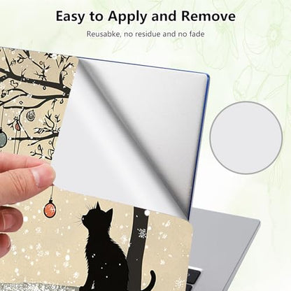 Laptop Skin Sticker Decal, Universal Reusable Vinyl Laptop Cover for 12" 13" 13.3" 14" 15" 15.4" 15.6" Notebook PC, Reusable Waterproof Scratch-Resistant with 2 Wrist Pads,Black Cat Tree - color: Black Cat Tree