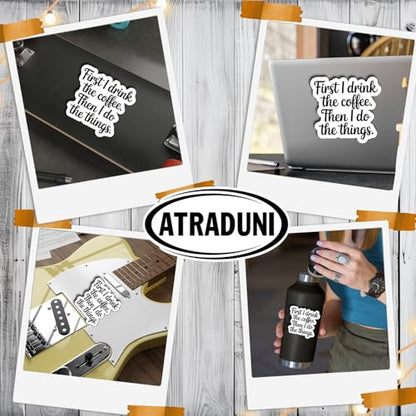 (3Pcs) First I Drink The Coffee Then I Do The Things Stickers Funny Coffee Lover Waterproof Vinyl Decals for Laptop Water Bottle Tumbler Kindle Coffee Gifts - color: First I Drink the Coffee