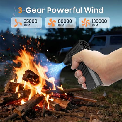 Compressed Air Duster, 130,000RPM Super Power Electric Air Duster, 3-Gear Adjustable Mini Blower, Replacing Compressed Air Cans, Dust Blower for Car, House, Outdoor or Campfires