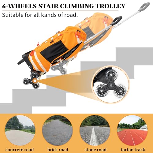 Backpack Trolley with Edge Guard, 6-Wheels Rolling Dolly Cart for Backpack | Travel Hand Truck for Luggage - size: 6 Wheels with Edge