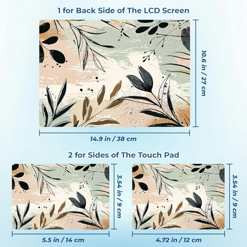 Reusable Universal Laptop Skin Sticker, Cut to Fit for 11.6–15.6 Inch Laptops, Waterproof Protective Film, No-Residue - Botanical Leaves - color: Botanical Leaves