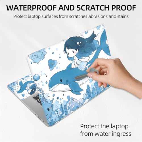 Dreamy Whale Flight Universal Laptop Skin Sticker 3PCS, Protective Decal Trim-to-Fit 11.6" 13.3" 14" 15.6" Laptop Vinyl Cover, Removable Anti-Scratch Computer Decal Protector - color: Dreamy Whale Flight