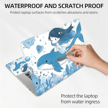 Dreamy Whale Flight Universal Laptop Skin Sticker 3PCS, Protective Decal Trim-to-Fit 11.6" 13.3" 14" 15.6" Laptop Vinyl Cover, Removable Anti-Scratch Computer Decal Protector - color: Dreamy Whale Flight