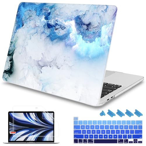 Mektron Case for MacBook Pro 16 inch A2141 (2020 2019 Release) with Touch bar & Touch ID, Ultra Thin Clear Hard Laptop Cover Keyboard Skin Screen Protector, Cloud & Lightning - color: Cloud & Lightning