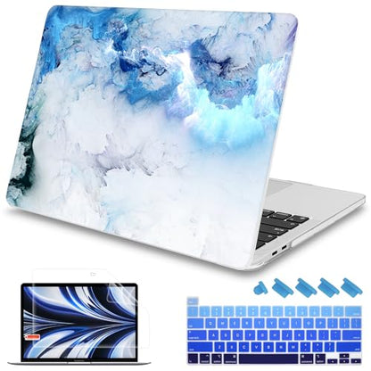 Mektron Case for MacBook Pro 16 inch A2141 (2020 2019 Release) with Touch bar & Touch ID, Ultra Thin Clear Hard Laptop Cover Keyboard Skin Screen Protector, Cloud & Lightning - color: Cloud & Lightning