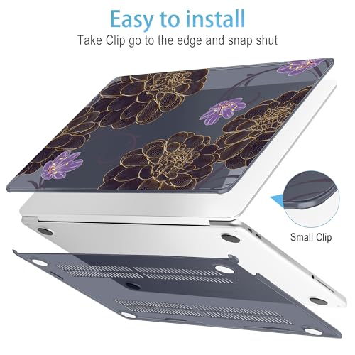 Mektron Case for 2026 MacBook Neo 13-inch A18 Pro chip A3404 Laptop Cover with 13-inch (Diagonal) Liquid Retina Display+ Keyboard Cover+ Screen Protector, Golden Dahlia Flowers - color: Golden Dahlia Flowers