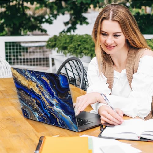 Laptop Skin Sticker Decal, Universal Reusable Vinyl Laptop Cover for 12" 13" 13.3" 14" 15" 15.4" 15.6" Notebook PC, Waterproof Scratch-Resistant with 2 Wrist Pads, Easy to Apply & Remove,Blue Marble - color: Blue Marble