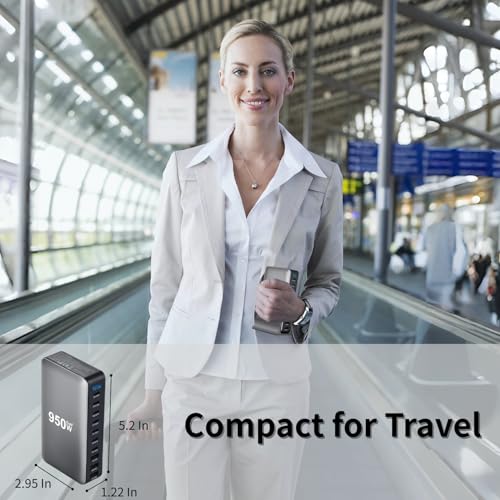 950W USB C Fast Charger Block, 10 Ports GaN IV Pro USB Chagring Station, 140W PD QC HUB for Multiple Devices, Laptop Adapter Compatible with MacBook Pro/Air iPad iPhone Pro Max, Galaxy, Dell, HP - size: 950W-7C3A