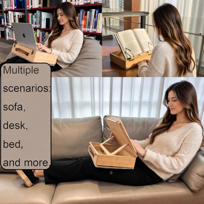 Lap Desk for Laptop with Cushion,JZDF Book Stand for Reading with Storage,Laptop Lap Desk for Couch,Cookbook Stand,Laptop Lap Pad,Convertible Laptop Stand & Reading Holder