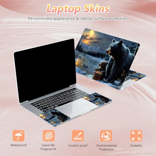 Laptop Skin Sticker Decal 12" 13" 13.3" 14" 15" 15.6",Waterproof Scratch Resistant Vinyl,Reusable Easy to Apply,for MacBook HP Dell Notebooks Netbooks Laptop,2 Wrist Pads,Cute Bear Forest - color: Cute Bear Forest