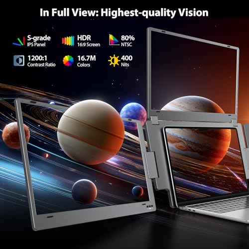 Laptop Screen Extender Monitor Portable, 15.6" Quad Portable Monitor X90G