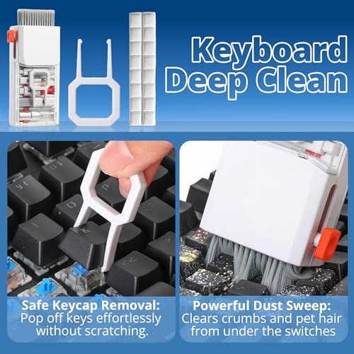 Upgraded Keyboard Cleaning Kit, 32PCS Electronics Cleaner Tool with Dust Cleaning Putty, Microfiber Cloth, Wipes-Cleaning Set for iPhone, AirPods, iPad, Laptop, PC Screen, Monitor, Camera