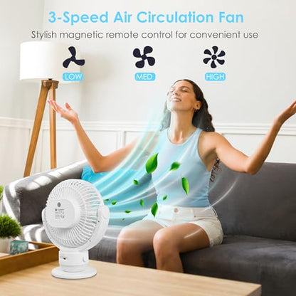 OGZ Portable Fan for Travel Wireless with Remote Timer, 7 Inch Small Desk Fan with LED Night Light 90° Oscillation, Rechargeable USB Fan for Cruise Bed Beside Sleeping Camping Tent - color: White