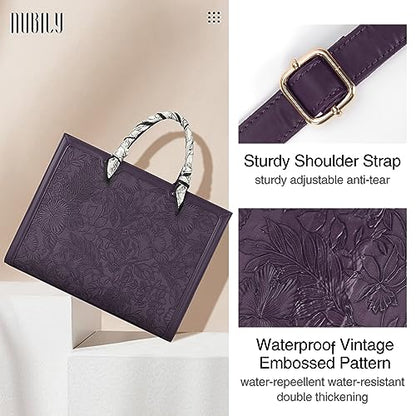 Laptop Bag for Women 15.6 Inch Laptop Tote Bag Waterproof Leather Computer Tote Bag Business Lightweight Office Briefcase Large Capacity Handbag Shoulder Bag Plum - color: Plum