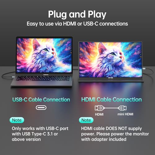 MT-VIKI 18.5 inch Portable Monitor 1080P@100Hz 72% NTSC, Large Portable Screen Stand, FHD IPS Screen HDR Gaming Display, Travel Second Monitor for Mac PC Xbox PS4/5 - size: 18.5"