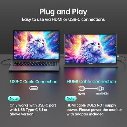 MT-VIKI 18.5 inch Portable Monitor 1080P@100Hz 72% NTSC, Large Portable Screen Stand, FHD IPS Screen HDR Gaming Display, Travel Second Monitor for Mac PC Xbox PS4/5 - size: 18.5"