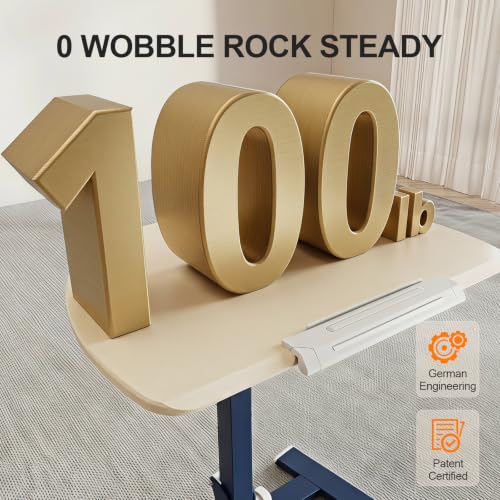 ROMOON Foldable Standing Desk, No-Assembly Height Adjustable Portable Desk | Rolling Laptop Cart with Wheels and Tilt Top, Mobile Workstation for Classroom, Home Office, Small Spaces, Sofa, Oat Yellow - color: Oat Yellow