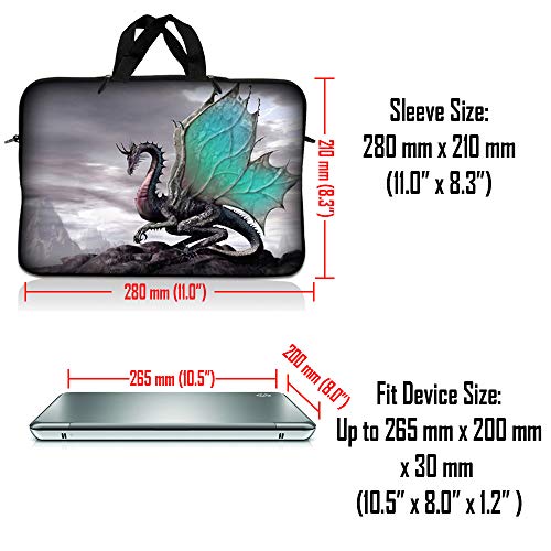 LSS 10 10.2 inch Laptop Sleeve Bag Compatible with Acer, Asus, Dell, HP, Sony, MacBook and more | Carrying Case Pouch w/ Handle ,Flying Dragon - color: Flying Dragon, size: 8 in -10.2 in