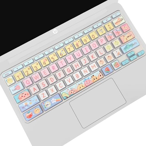 Keyboard Cover Skin for HP Chromebook 11 x360 11.6,G2/G3/G4/G5/G6 EE/G7 EE 11.6, 14-ca 14-ak14-X Series/HP Chromebook 14 G2 G3 G4 Keyboard Protector,Cute Fruits - color: Cute Fruits
