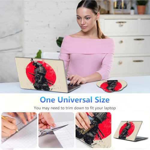 Laptop Skin Sticker Decal 15-15.6 Inch with Cute Mouse Pad, Universal Reusable Vinyl Sticker for 12.1 13 13.3 14 15.4 Inch Netbook and Notebook PC, Japanese Samurai - color: Japanese Samurai