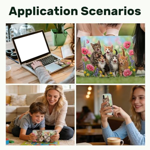 3Pcs Laptop Skin Sticker Decal Cute Cats PVC Laptop Sticker Fits for 12-16 Inch Notebook Waterproof Scratch Proof Flowers Butterflies Universal Notebook PC Personalized Protector Gift - style: cute cat