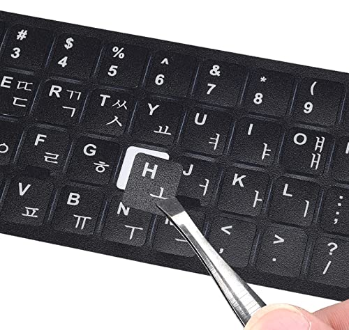 2PCS Korean Keyboard Stickers, Keyboard Letter Stickers Black Background with White Lettering, Keyboards Letters Replacement Sticker for Computer Notebook Laptop Desktop Keyboard - color: Korean-black/White