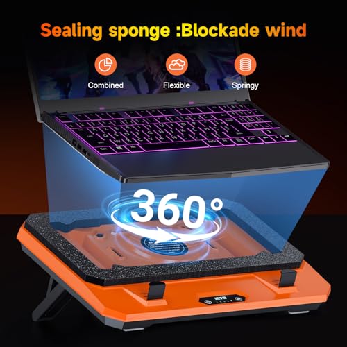 IETS GT300 Upgraded Laptop Cooling Pad with Adjustable Stand, Turbo Boosted Cooler for Rapid Cooling 10-17inch Gaming Laptop, Flexible Sealing Ring，Featuring Air Filtration and USB Hub - color: GT300F1(Hub)