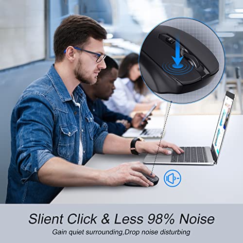 HOTWEEMS Wireless Mouse Bluetooth, Ergonomic Computer Mouse with 2400 DPI 5 Levels, 6 Buttons, 18 Month Battery, Silent Mouse for Laptop Mac PC Chromebook - color: Graphite, size: 1 Pack