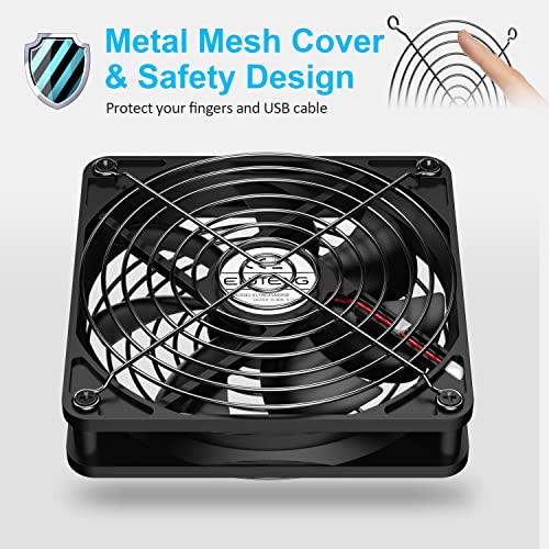 ELUTENG Dual 120mm USB Fan with 3 Speeds 5V Ventilator Fan Portable Cooling Fan Rechargeable Compatible for Laptop Receiver DVR Playstation Xbox Desk Computer Cabinet Cooling | USB Fan Rechargeable Compatible for Laptop Receiver DVR Playstation Xbox Desk