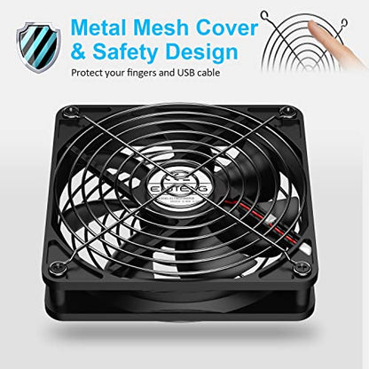 ELUTENG Dual 120mm USB Fan with 3 Speeds 5V Ventilator Fan Portable Cooling Fan Rechargeable Compatible for Laptop Receiver DVR Playstation Xbox Desk Computer Cabinet Cooling | USB Fan Rechargeable Compatible for Laptop Receiver DVR Playstation Xbox Desk