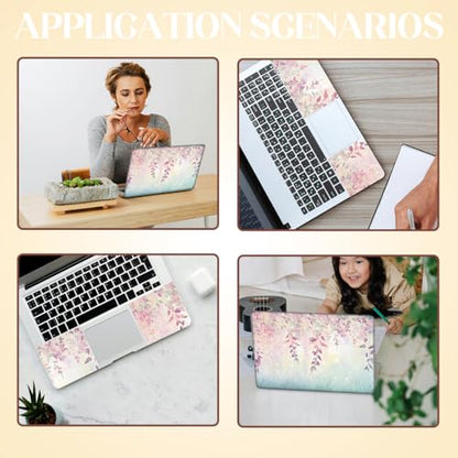 SUPERDANT Laptop Skin Decal Purple Flowers Branches and Vines Notebook Protector Sticker Fits 12 13 13.3 14 15 15.4 15.6 Inches Removable Waterproof Vinyl Personalized Cover Pink Green - color: Pink+green