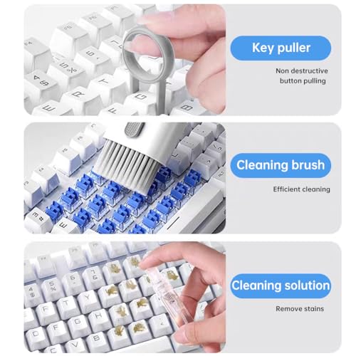 7 in 1 Laptop Cleaning Kit Keyboard Cleaner,Computer Screen Cleaning Brush Tool,Computer Cleaning Tools Kit Corner Gap Duster Keycap Puller(Grey)