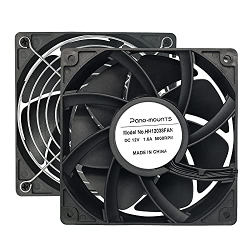 2-Pack 120mmx38mm 4.72" DC Dual Ball 4Pin PWM PC Cooling Fan 3000-5000RPM | Powerful Airflow 175CFM 4.72in PWM Brushless Exhaust Fan for CPU Coolers, Industrial Cooling, Greenhouse & Attic Ventilation - size: 120x38mm