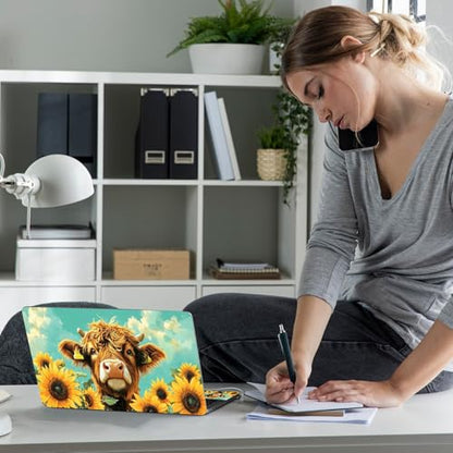 Laptop Skin Sticker Decal 12" 13" 13.3" 14" 15" 15.6",Waterproof Scratch Resistant Vinyl,Reusable Easy to Apply,for MacBook HP Dell Notebooks Netbooks Laptop,2 Wrist Pads,Cute Highland Cow - color: Cute Highland Cow