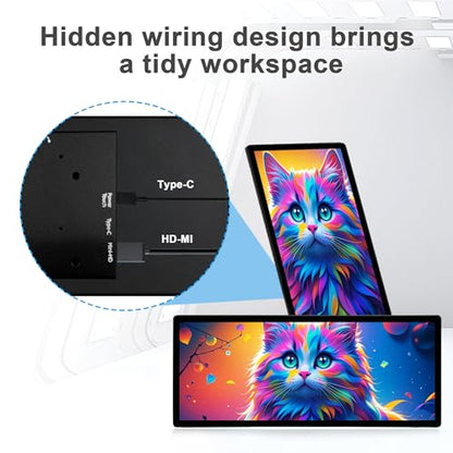 wisecoco 12.3 Inch Touch Screen Monitor IPS 1920x720 Stretched Bar LCD CNC Shell Mini Secondary Screen Portable Display HDMI for Laptop PC Temperature Aida64 GPU CPU RAM Monitoring