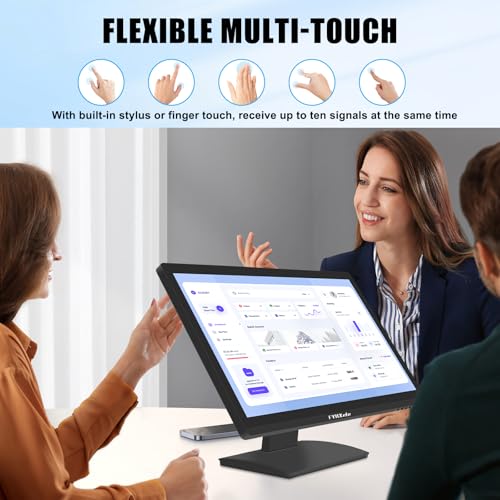 FYHXele 24 Inch Touchscreen Monitor, IPS FHD 1080P Touch PC Display, 100Hz, LED Backlit Multi-Touch Monitor, VESA, HDMI & VGA & USB Computer Touch Screen for Gaming, Business, Warehouse, Bar, Gym - color: Black-24"