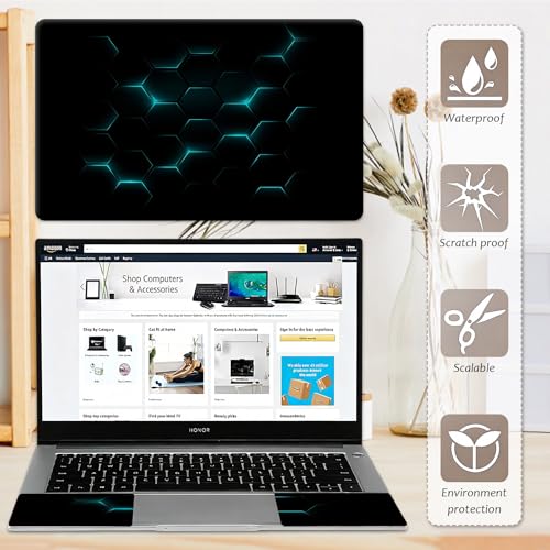 Laptop Skin 12.1-15.6 inch Removable Universal Reusable Laptop Sticker Decal,Waterproof No Residue Vinyl Cover,Scratch-Resistant Cuttable Full Wrap Sticker for Notebook, Blue Neon Hexagon - color: Blue Neon Hexagon