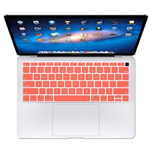 Se7enline for MacBook Air 13 Inch Keyboard Cover M1 2018-2024 A2337/A2179 | Silicone Waterproof Dustproof Durable Washable Laptop Accessories US Layout 2023 2022 2021 2020 2019 2018,Living Coral - color: Living Coral