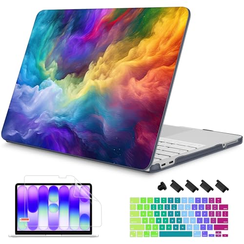 Mektron Case for 2026 MacBook Neo 13-inch A18 Pro chip A3404 Laptop Cover with 13-inch (Diagonal) Liquid Retina Display+ Keyboard Cover+ Screen Protector, Rainbow Cosmic - color: Rainbow Cosmic