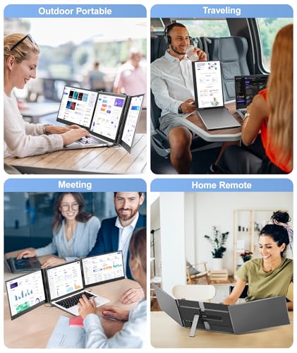 Laptop Screen Extender, Ultra-Thin 14" FHD 1080P Portable Monitor | 2.2lbs Lightweight, Triple Monitor Extender, Plug & Play, For 13"-17" Laptops, Compatible with Wins/Mac/Android/Chrome - size: 14" Monitor
