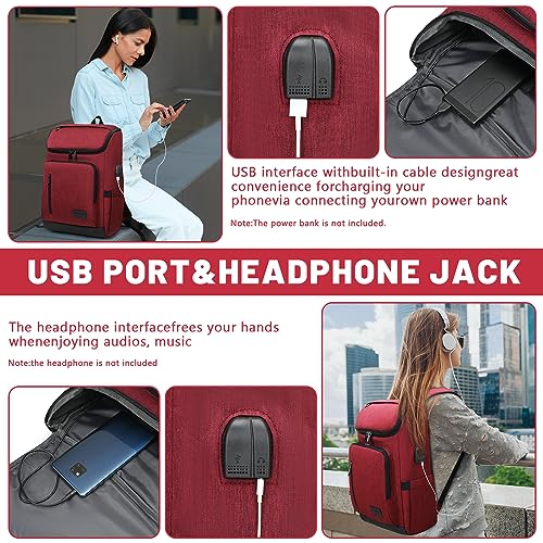 YALUNDISI Laptop Backpacks Travel Backpack Carry On Backpack Casual Daypack with USB Charging Port for Men Women Red - color: Red
