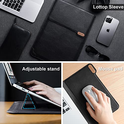 Nillkin Laptop Sleeve 15.6 inch (3-in-1), MacBook Sleeve with Adjustable Stand & Mouse Pad, 2 Stand Modes, 15 inch Laptop Case, MacBook Accessories, Slim for Chromebook/HP 13-15.6, Black Texture - color: Black Texture