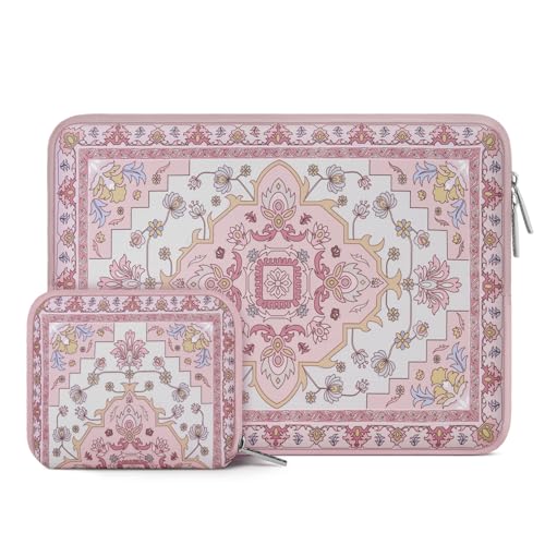 MOSISO Laptop Case 16 inch,15-15.6 inch Laptop Sleeve Compatible with MacBook Pro 16 M5 M4 M3 M2 M1, HP Acer Dell Lenovo ASUS, Vintage National Flower Neoprene Carry Computer Bag with Small Case,Pink - color: Pink, size: 16 inch